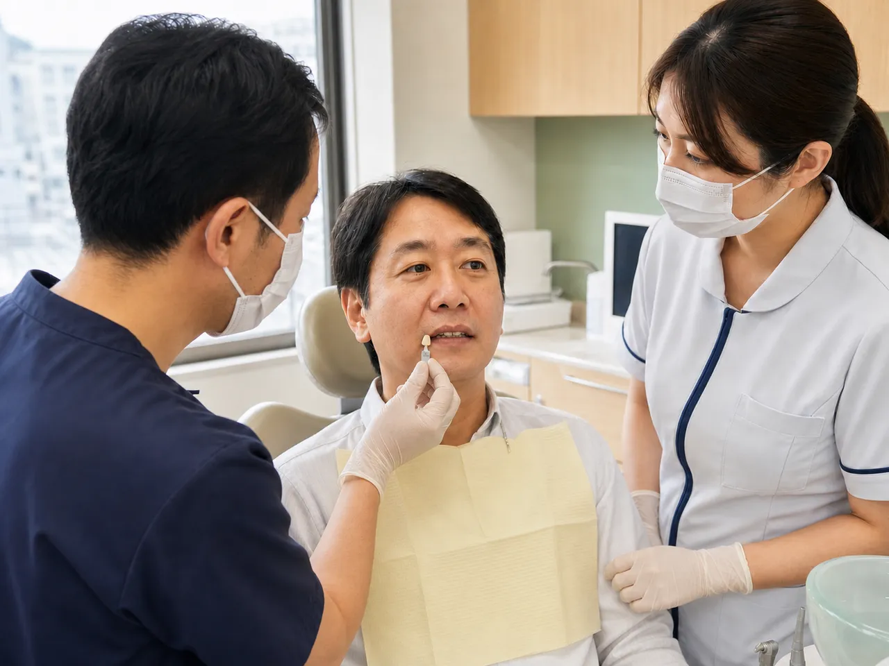 技工士との色合わせの様子(AI生成イメージ)